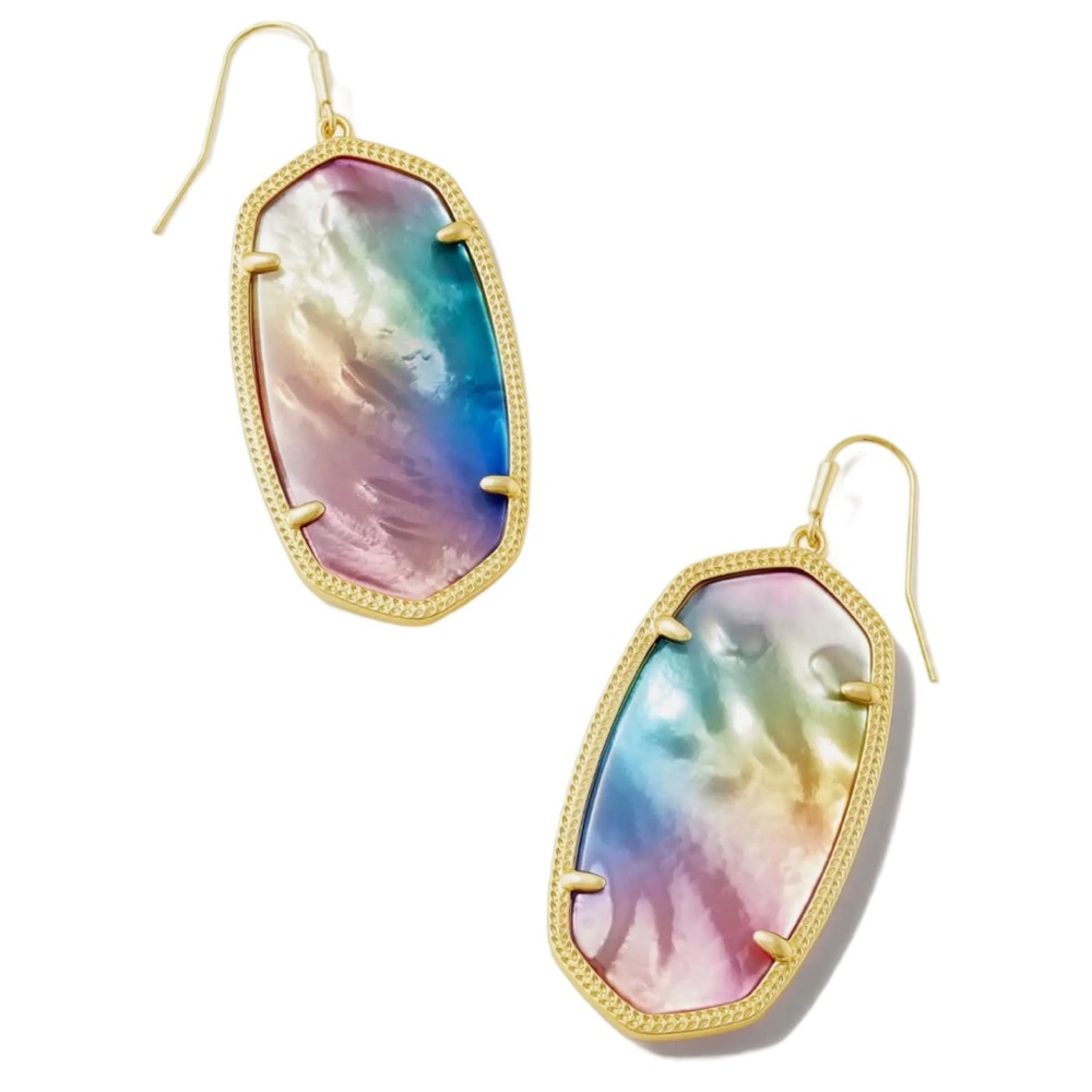 Kendra Scott Elle Gold Drop Earrings - Yellow Watercolor Illusion